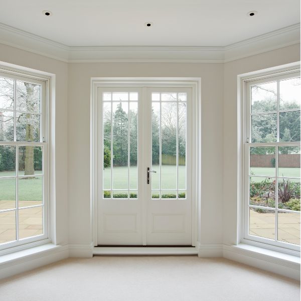 living room with windows