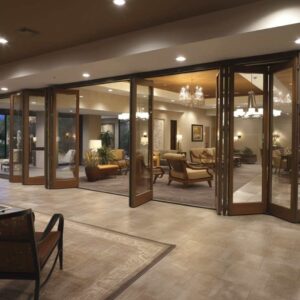 Bi fold doors in a hotel lobby