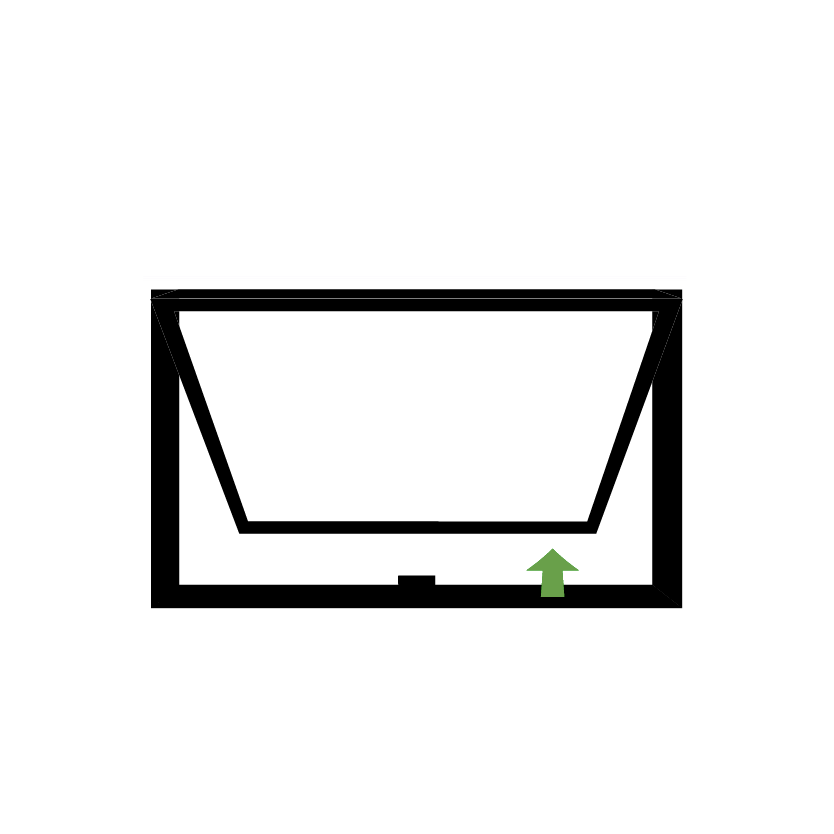 Diagram of an awning window showcasing its top-hinged design.