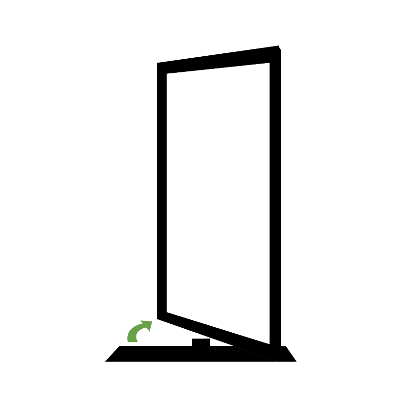 Diagram of a casement window with outward-swinging functionality.