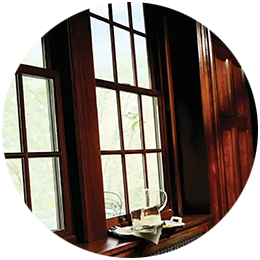 Elegant wood-clad windows combining natural aesthetics with durability.