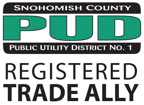 Logo for the Snohomish County PUD designating Green Built NW as a registered trade ally